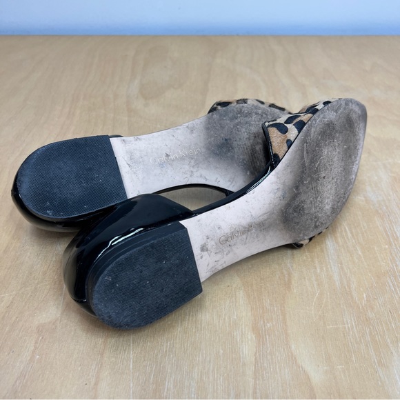 Calvin Klein Leopard Calf Hair Black Patent Pointy Toe d’Orsay Flat Size 11 - Picture 6 of 8